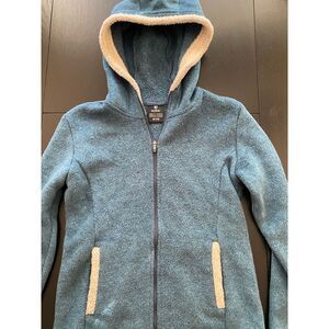 Kuhl Apres Hooded Fleece Jacket Girls Med (10) Blue‎ Cozy Outdoor Zip-Up Hoodie